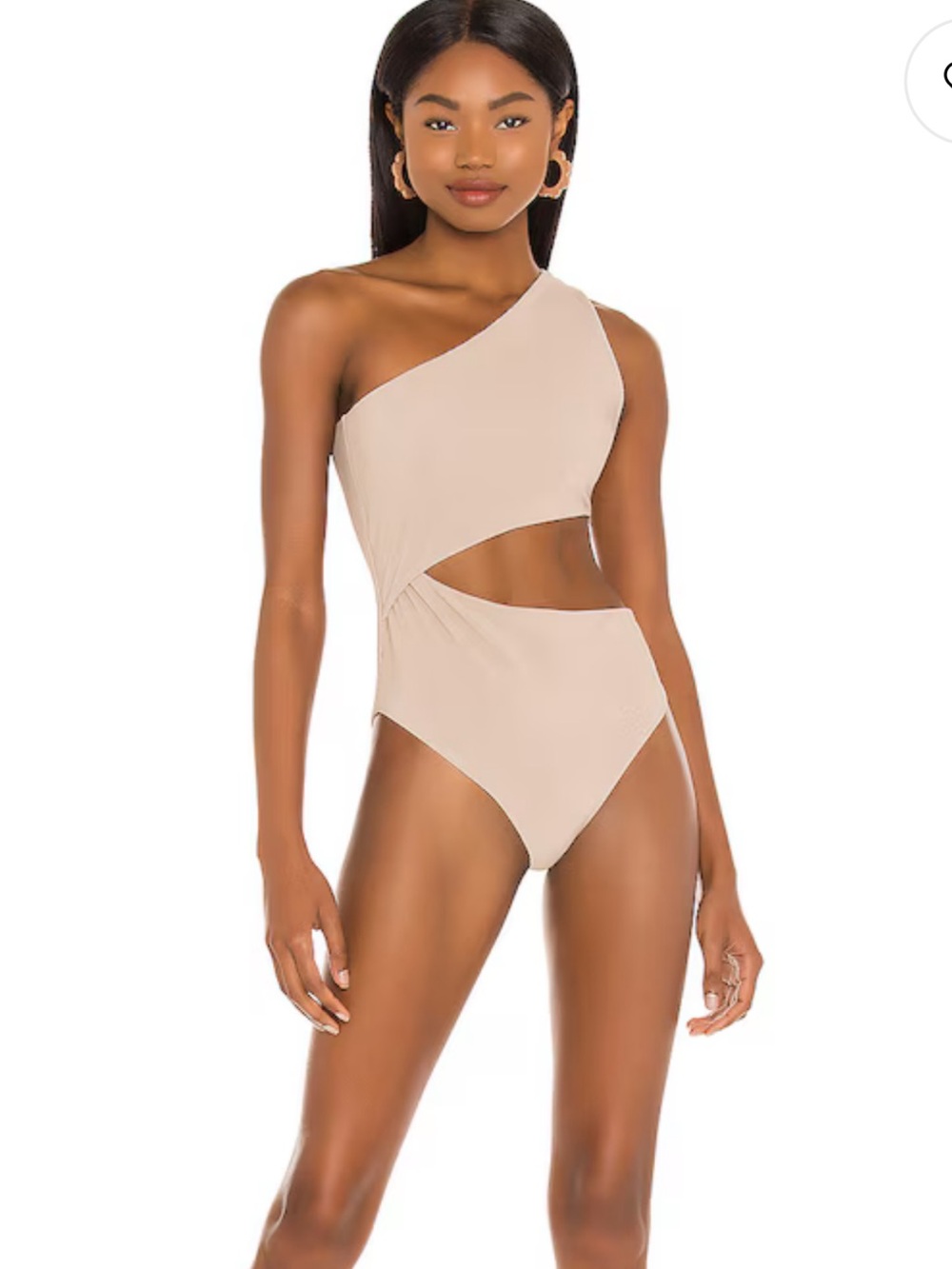 Beach Riot Celine Cutout One-Shoulder One-Piece Swimsuit | XS | Tan